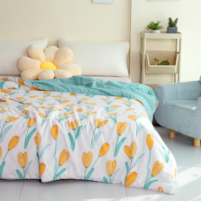 91家纺网 家纺一手货源 找家纺 畅销被业 2022水洗棉印花被夏被 郁金香