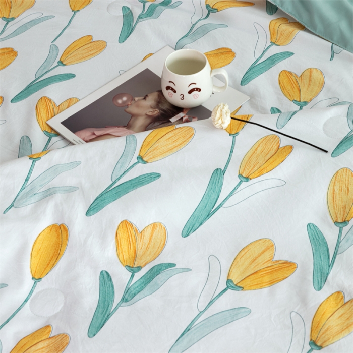 91家纺网 家纺一手货源 找家纺 畅销被业 2022水洗棉印花被夏被 郁金香