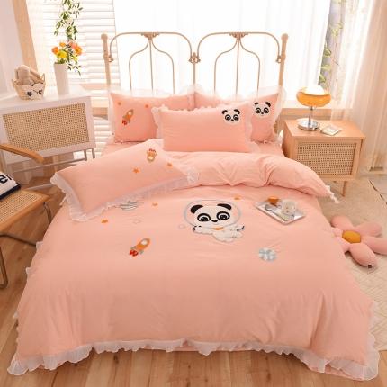 91家纺网 家纺一手货源 找家纺 绒世界 2022新款全棉纯棉绣花四件套 星际宝贝-仙玉