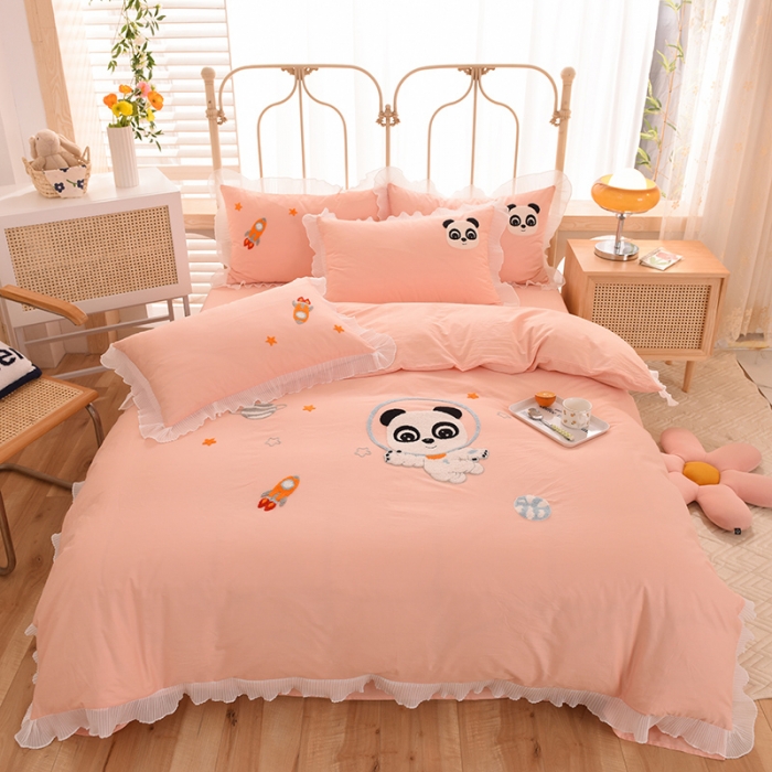 91家纺网 家纺一手货源 找家纺 绒世界 2022新款全棉纯棉绣花四件套 星际宝贝-仙玉