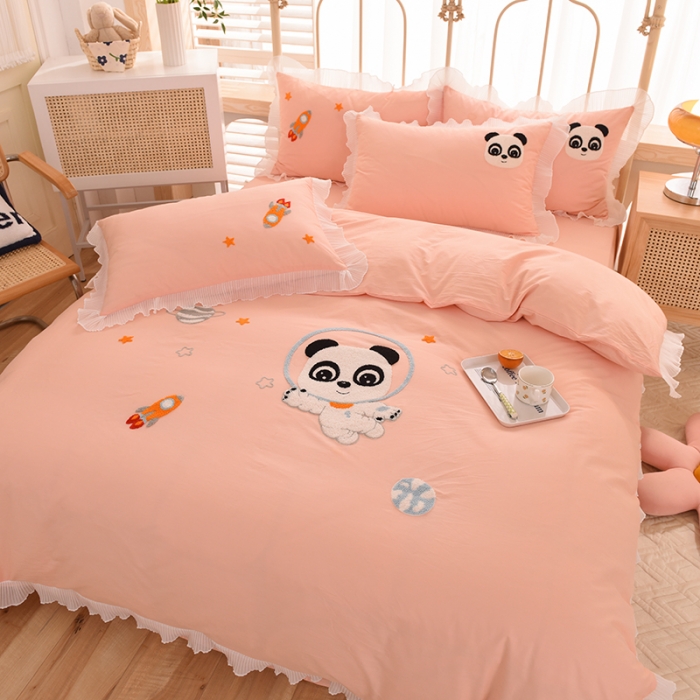 91家纺网 家纺一手货源 找家纺 绒世界 2022新款全棉纯棉绣花四件套 星际宝贝-仙玉