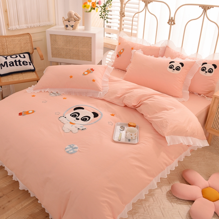 91家纺网 家纺一手货源 找家纺 绒世界 2022新款全棉纯棉绣花四件套 星际宝贝-仙玉