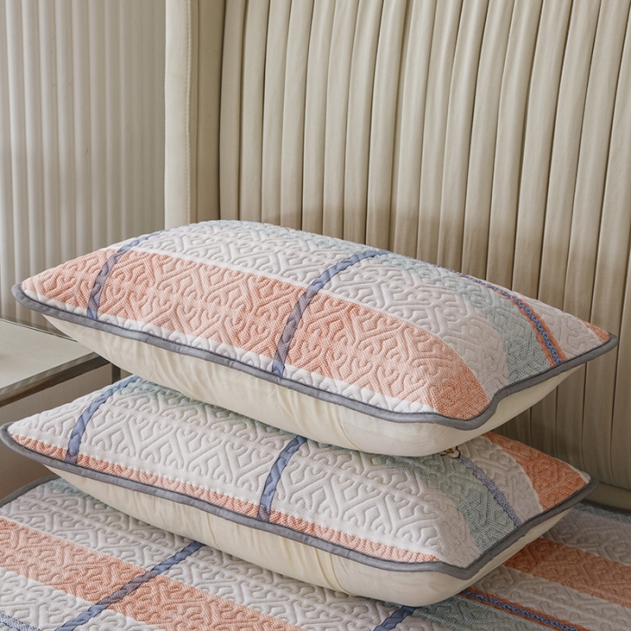 91家纺网 家纺一手货源 找家纺 纽缦 2022新款凉感丝乳胶凉席花卉夏被床裙四件套 大方格