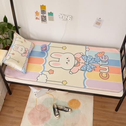 91家纺网 家纺一手货源 找家纺 世爵 2022新款数码印花学生冰丝席 彩虹兔