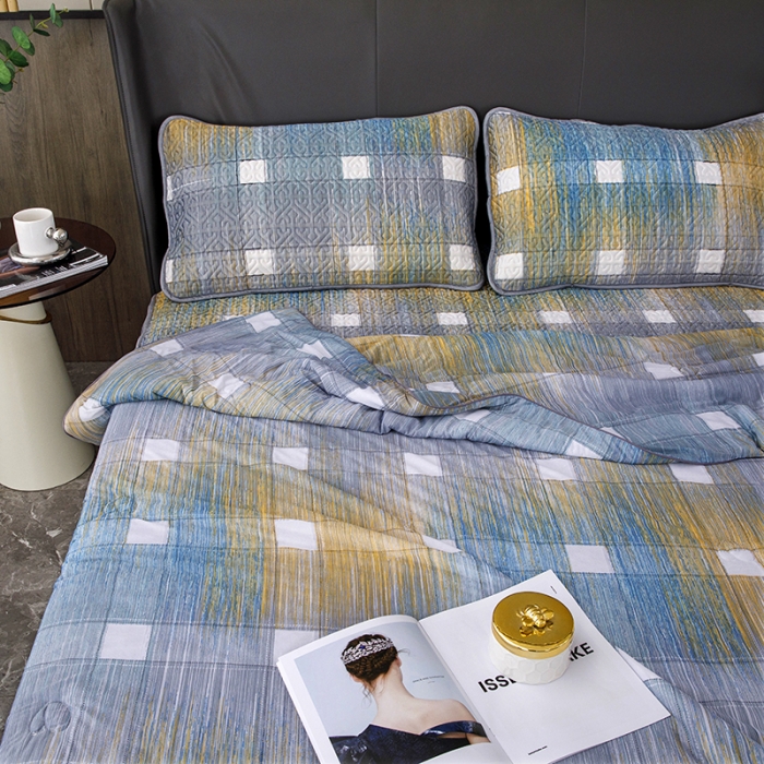 91家纺网 家纺一手货源 找家纺 纽缦 2022新款凉感丝乳胶凉席花卉夏被床裙四件套 蒂凡阁