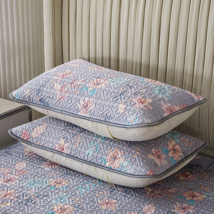 91家纺网 家纺一手货源 找家纺 纽缦 2022新款乳胶凉席花卉夏被床裙四件套 花间柔梦-兰