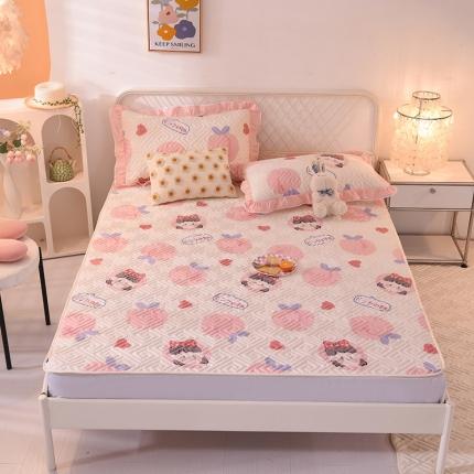 91家纺网 家纺一手货源 找家纺 美达 新款全棉夹棉防滑可机洗床盖床垫床垫直边软席款白桃女孩