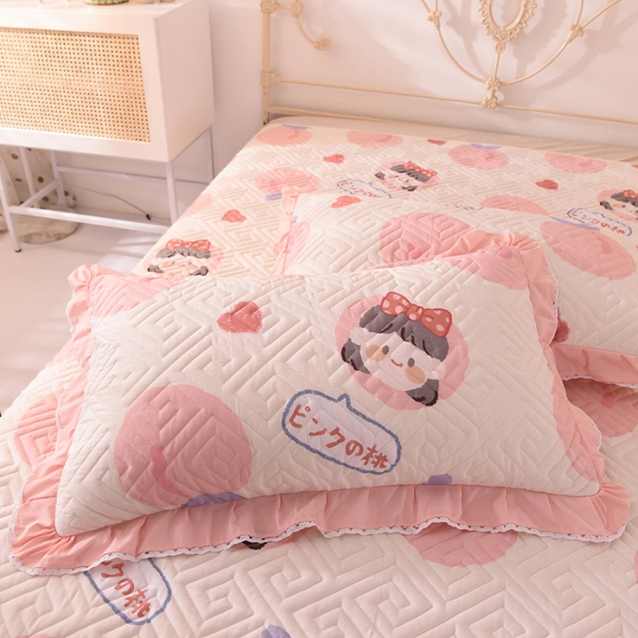 91家纺网 家纺一手货源 找家纺 美达 新款全棉夹棉防滑可机洗床盖床垫床垫直边软席款白桃女孩