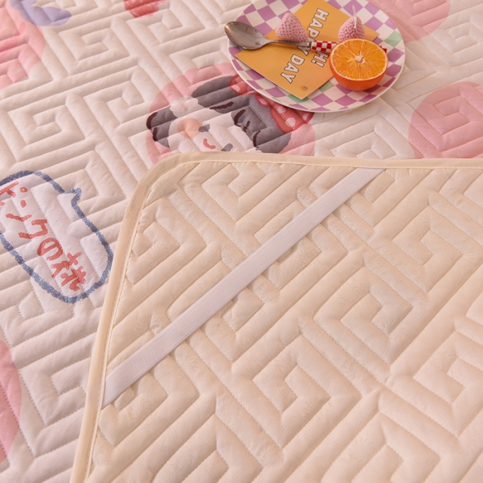 91家纺网 家纺一手货源 找家纺 美达 新款全棉夹棉防滑可机洗床盖床垫床垫直边软席款白桃女孩