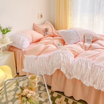 包小包2024新款韩版奶油ing风系列臻丝棉四件套 奶油桔