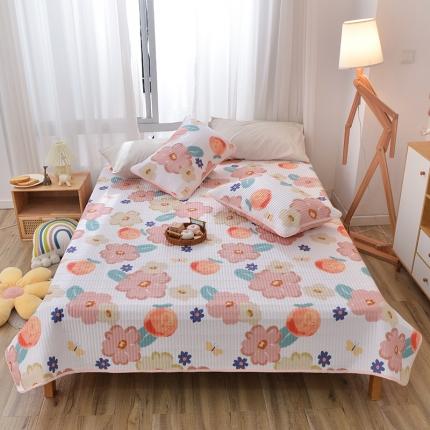 91家纺网 家纺一手货源 找家纺 茉夕家纺 2022新款单面纯棉床盖 春日蜜糖