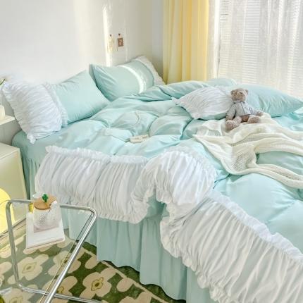 包小包2024新款韩版奶油ing风系列臻丝棉四件套 奶油绿