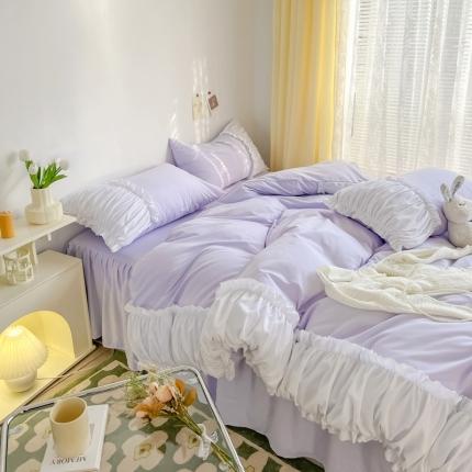 包小包2024新款韩版奶油ing风系列臻丝棉四件套 奶油紫