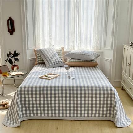 91家纺网 家纺一手货源 找家纺 孑寐 2025新款日式纯棉手工老粗布凉席三件套 小灰格