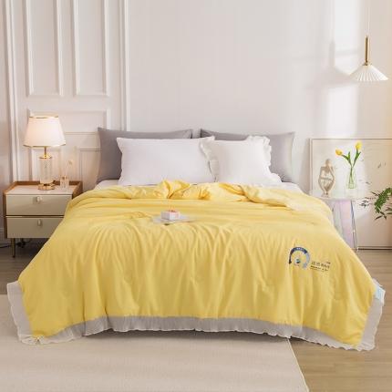 芯恋 2025新款小清新蕾丝凉感丝雪纺花边夏被夏凉被 淡雅黄