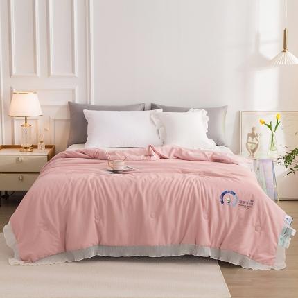 芯恋 2025新款小清新蕾丝凉感丝雪纺花边夏被夏凉被 粉黛玉