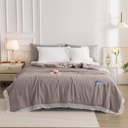 芯恋 2025新款小清新蕾丝凉感丝雪纺花边夏被夏凉被 金典灰