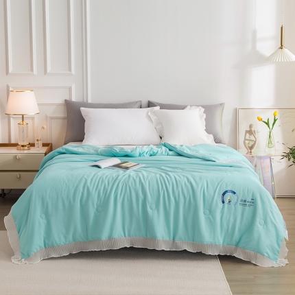 芯恋 2025新款小清新蕾丝凉感丝雪纺花边夏被夏凉被 清水蓝