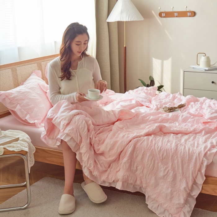 91家纺网 家纺一手货源 找家纺 (总)ab家纺 2023新款水洗棉泡泡纱夏被四件套夏凉被