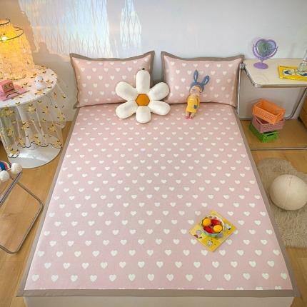 91家纺网 家纺一手货源 找家纺 川悦生活 2022新款900D印花冰藤席 小爱心粉