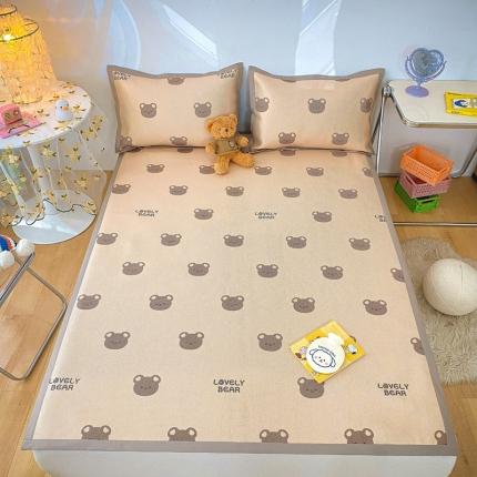 91家纺网 家纺一手货源 找家纺 川悦生活 2022新款900D印花冰藤席 小萌熊咖