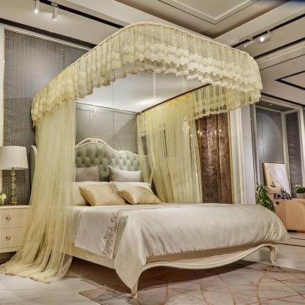 91家纺网 家纺一手货源 找家纺 夏彩 2022新款88536导轨蚊帐 88536米黄