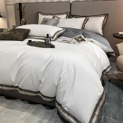 91家纺网 家纺一手货源 找家纺 （总）DC 2024新款100支埃及棉刺绣四件套-伯格