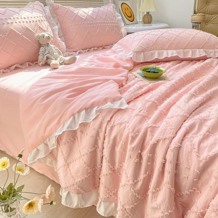 91家纺网 家纺一手货源 找家纺 （总）澳梵 2022新款水洗棉工艺款剪花夏被四件套