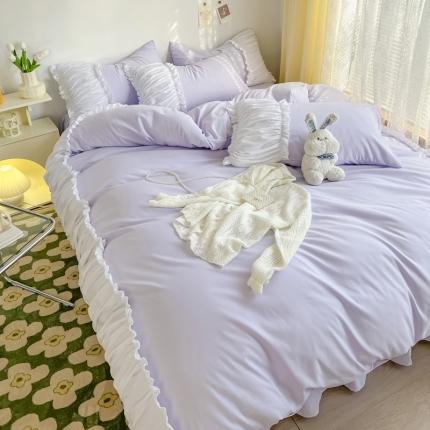 91家纺网 家纺一手货源 找家纺 包小包2024新款韩版奶油ing风系列臻丝棉四件套 奶油紫