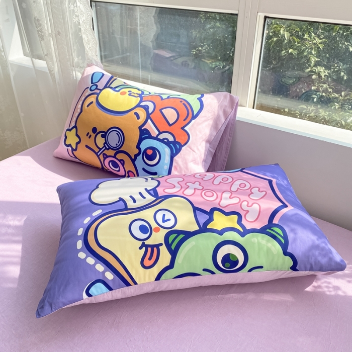 91家纺网 家纺一手货源 找家纺 星期八 2022新款二次元水洗棉四件套 小熊