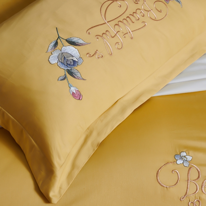 91家纺网 家纺一手货源 找家纺 （总）优姿 2022新款100支长绒棉绣花四件套—花叶倾城