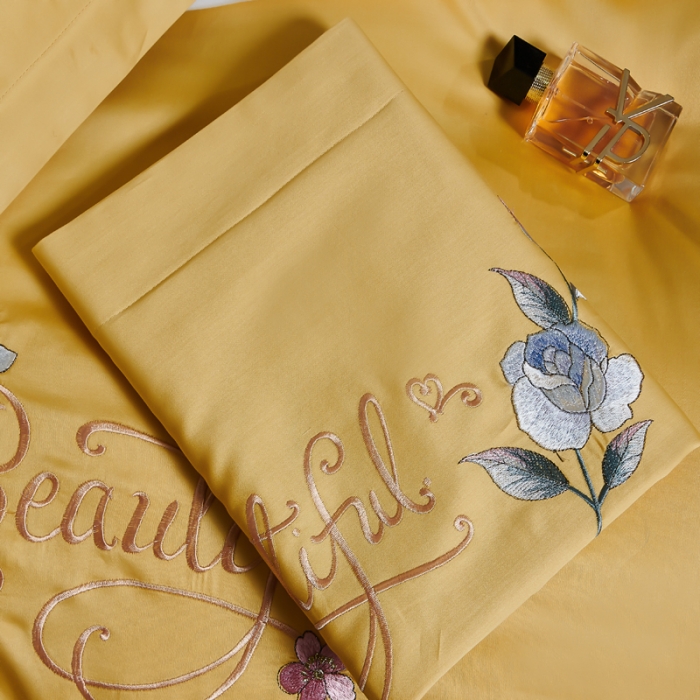 91家纺网 家纺一手货源 找家纺 （总）优姿 2022新款100支长绒棉绣花四件套—花叶倾城