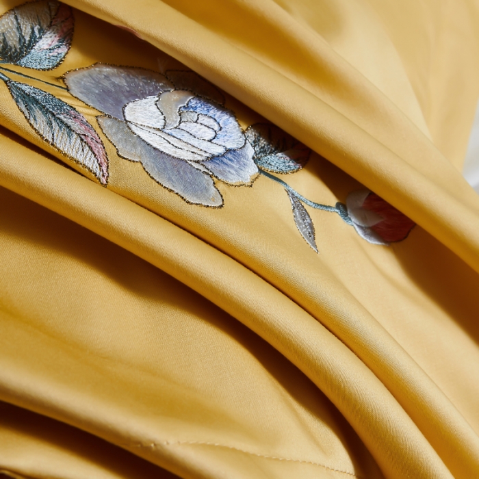 91家纺网 家纺一手货源 找家纺 （总）优姿 2022新款100支长绒棉绣花四件套—花叶倾城