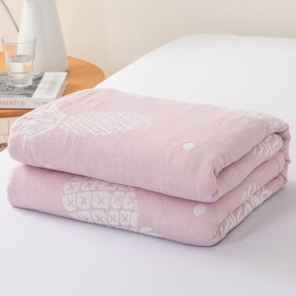 雯雨 2022新款无印风纱布毛巾被夏被直播 菠萝紫