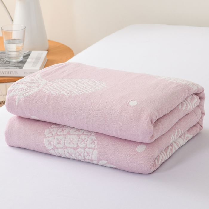 91家纺网 家纺一手货源 找家纺 雯雨 2022新款无印风纱布毛巾被夏被直播 菠萝紫