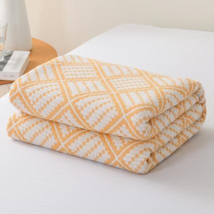 雯雨 2022新款无印风纱布毛巾被夏被直播方格圆点黄