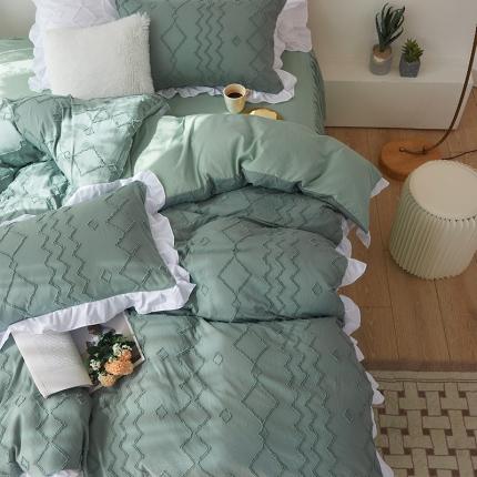 2023春夏爆款韩版立体剪花ins风工艺款四件套 豆绿