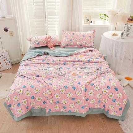 91家纺网 家纺一手货源 找家纺 找底底 2022新款水洗棉印花夏被四件套 秘密花园