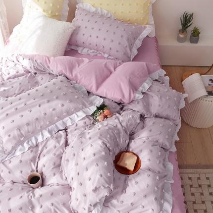 2023春夏爆款韩版立体剪花ins风工艺款四件套 泡芙紫