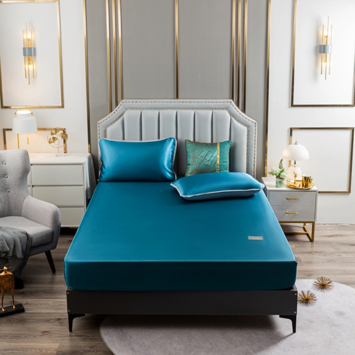 91家纺网 家纺一手货源 找家纺 总-潮邦 可水洗床笠款冰丝凉席1.21.51.8米席子三件套