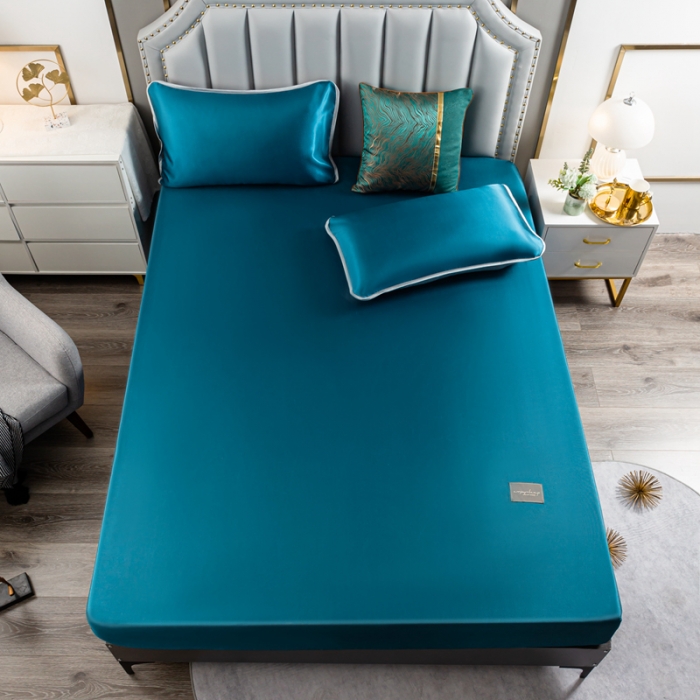 91家纺网 家纺一手货源 找家纺 总-潮邦 可水洗床笠款冰丝凉席1.21.51.8米席子三件套