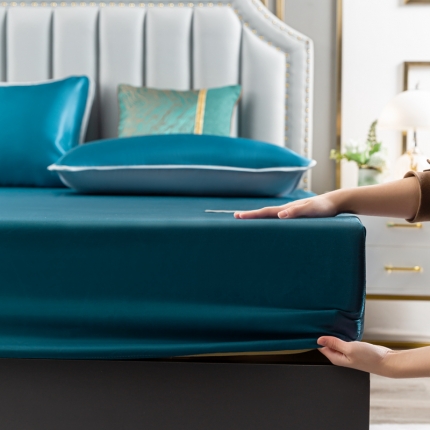 91家纺网 家纺一手货源 找家纺 总-潮邦 可水洗床笠款冰丝凉席1.21.51.8米席子三件套