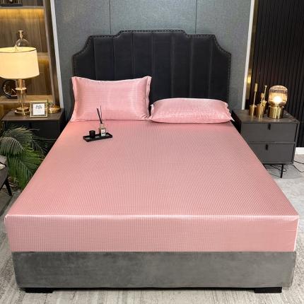 91家纺网 家纺一手货源 找家纺 （总）纤雅 2024千鸟格冰丝提花床笠凉席三件套（松紧款）