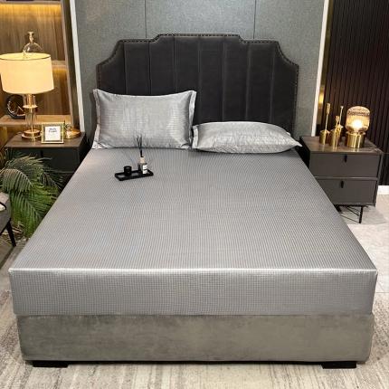 91家纺网 家纺一手货源 找家纺 （总）纤雅 2024千鸟格冰丝提花床笠凉席三件套（松紧款）