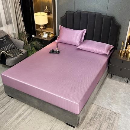 91家纺网 家纺一手货源 找家纺 （总）纤雅 2024千鸟格冰丝提花床笠凉席三件套（松紧款）