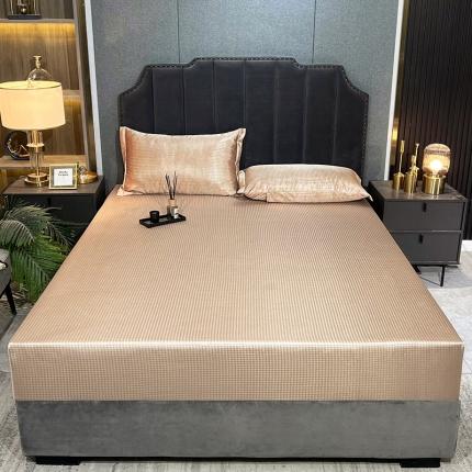 91家纺网 家纺一手货源 找家纺 （总）纤雅 2024千鸟格冰丝提花床笠凉席三件套（松紧款）