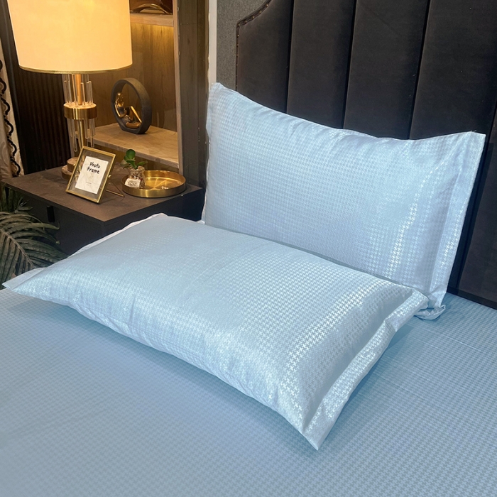 91家纺网 家纺一手货源 找家纺 （总）纤雅 2024千鸟格冰丝提花床笠凉席三件套（松紧款）