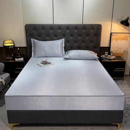 91家纺网 家纺一手货源 找家纺 （总）纤雅 2024新款千鸟格冰丝提花凉席全包床笠