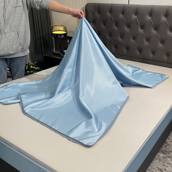 91家纺网 家纺一手货源 找家纺 （总）纤雅 2024新款千鸟格冰丝提花凉席全包床笠