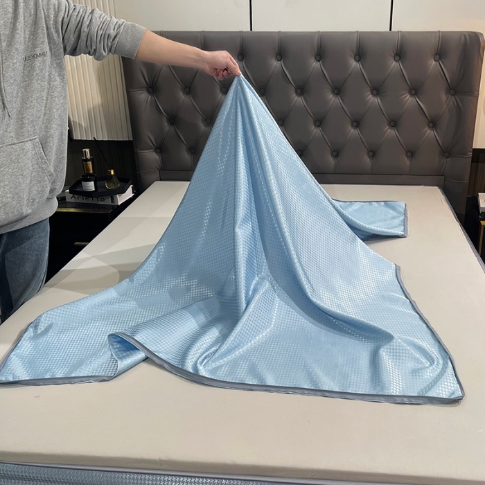 91家纺网 家纺一手货源 找家纺 （总）纤雅 2024新款千鸟格冰丝提花凉席全包床笠